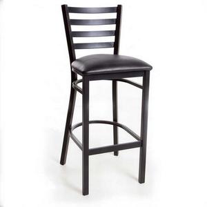 Just Chair Manufaturing Ladder Back Black Steel Frame Barstool with Black Vinyl Seat - M20130-BLK-PS 