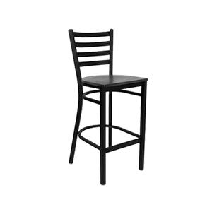 Just Chair Manufaturing Ladder Back Black Metal Frame Barstool with Veneer Seat - M20130-BLK-VS 
