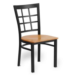 Just Chair Manufaturing Window-Back Black Steel Frame Chair with Veneer Seat - M27118-BLK-VS 