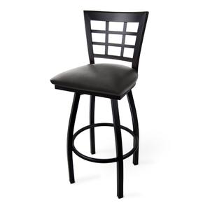 Just Chair Manufaturing Window-Back Black Steel Frame Swivel Bar Stool - M27130-SWL-BLK-PS 