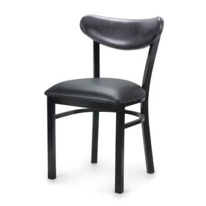 Just Chair Manufaturing Saddle Back Black Metal Frame Sunrin Side Chair w/Black Seat - M31918