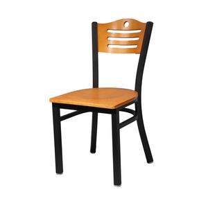 Just Chair Manufaturing Laser Back Black Metal Frame Chair with Veneer Seat - M63318-VS 