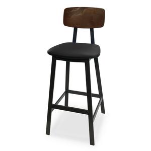 Just Chair Manufaturing M67830-BVS Rustic Oak Back Black Metal Frame Bar Stool 