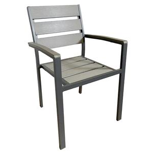 Just Chair Manufaturing PW80118A Welded Aluminum Dark Gray Stackable Weather-Proof Arm Chair 