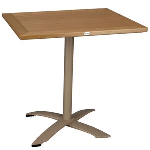 Just Chair Manufaturing Natural Grain Aluminum 30in x 24in Faux Teak Outdoor Table - PW803TT-2430-TAN 