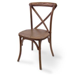 Just Chair Manufaturing X Back Rustic Walnut Wood Frame Chair with Padded Seat - R90018-PS-COM 