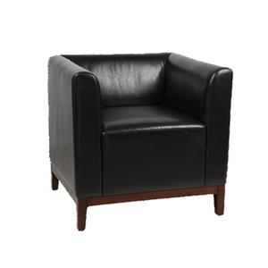 Just Chair Manufaturing Wood Frame Lounge Arm Chair w/ Upholstered Square Back - U55418-BLK