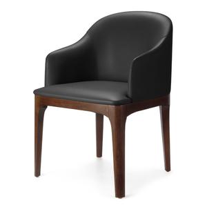 Just Chair Manufaturing Wood Frame Lounge Arm Chair w/ Upholstered Round Back - U58818-BLK
