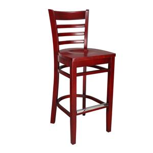 Just Chair Manufaturing Ladder Back German Beech Wood Frame Bar Stool with Wood Seat - W20130-SS 