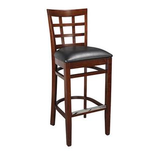 Just Chair Manufaturing Window Back German Beech Wood Frame Bar Stool with Black Seat - W27130-PS 