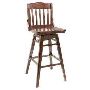 Just Chair Manufaturing Schoolhouse Slat Back German Beech Wood Swivel Barstool - W36430-SWL 