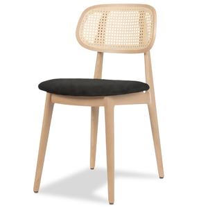 Just Chair Manufaturing Solid Wood Natural Finish Chair w/ Natural Cane Back - W36718