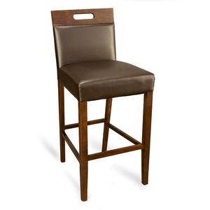 Just Chair Manufaturing Walnut Wood Bar Stool with Espressor Vinyl Back & Spring Seat - W51030-EXP 