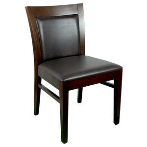 Just Chair Manufaturing German Beech Wood Frame Side Chair w/ Padded Square Back - W55518-BLK