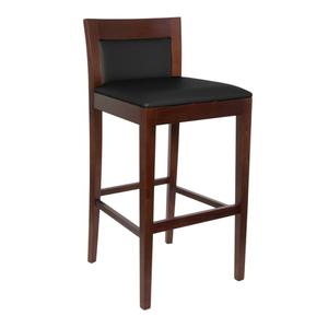 Just Chair Manufaturing W55530-BLK Padded Square Back German Beech Wood Frame Barstool 