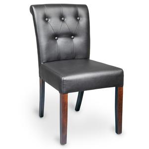Just Chair Manufaturing German Beech Wood Frame Side Chair w/ Rolled & Tufted Back - W58918-BLK