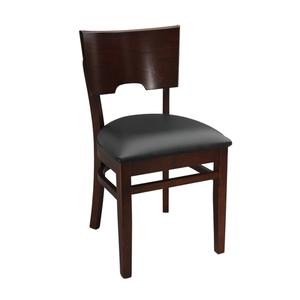 Just Chair Manufaturing Floating Back German Beech Wood Frame Chair with Black Seat - W70718-BVS 