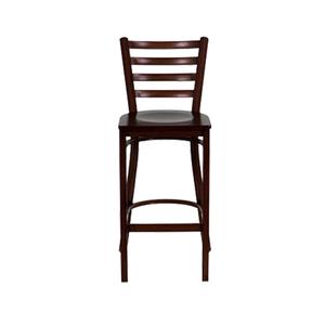 Just Chair Manufaturing Ladder Back Wood Finish Metal Frame Barstool with Veneer Seat - WL20130-VS 