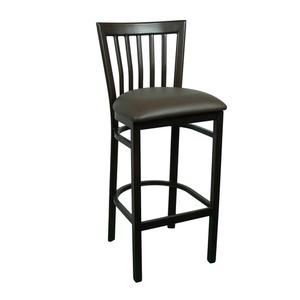 Just Chair Manufaturing Slat Back Steel Frame Barstool with & Walnut Wood Finish - WL38130-PS 