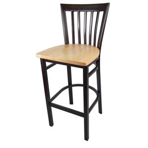 Just Chair Manufaturing Slat Back Steel Frame Barstool with & Wood Looking Finish - WL38130-SS 