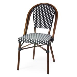 Just Chair Manufaturing Aluminum Frame Side Chair with Rattan Style Woven Vinyl - WL85018-WAL-BW 