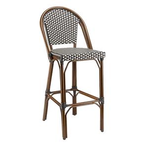 Just Chair Manufaturing Aluminum Frame Barstool w/ Rattan Style Woven Vinyl - WL85030-WAL-BW