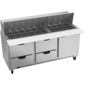 Beverage Air 72" 30 Pan Three Section Mega Top Sandwich Salad Prep Table - SPED72HC-30M-4