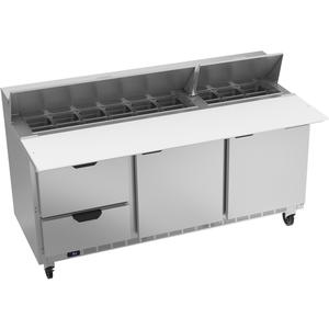 beverage-air 72in 18 Pan Three Section Sandwich Salad Prep Table - SPED72HC-18C-2 