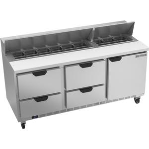 Beverage Air 72" 18 Pan Three Section Sandwich Salad Prep Table - SPED72HC-18-4