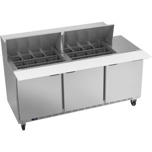 beverage-air 72in 24 Pan Three Section Mega Top Sandiwch Salad Prep Table - SPE72HC-24M 