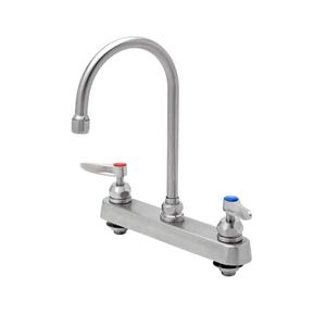 T&S Brass Eversteel 8in Deck Mount Workboard Faucet with Gooseneck Faucet - S-1142-CR 