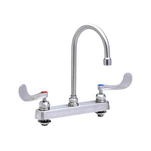 T&S Brass Eversteel 8in Deck Mount Workboard Faucet with Gooseneck Faucet - S-1142-04-CR 