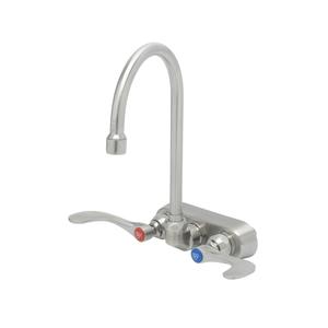 T&S Brass Eversteel 4in Wall Mount Mixing Faucet with Gooseneck Faucet - S-1146-04 