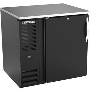 beverage-air 36in One-Section Black Solid Back Bar Cooler with Stainless Top - BB36HC-F-B 