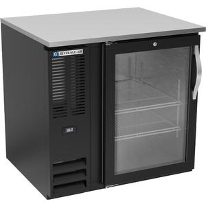 Beverage Air 36" Black Glass Door Back Bar Cooler w/ Stainless Top - BB36HC-FG-B