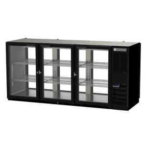 beverage-air 72in Three-Section Black Glass Door Pass-Thru Back Bar Cooler - BBN72HC-FG-PT-B 