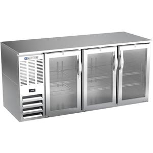 beverage-air 72in Three-Section Stainless Steel Glass Door Back Bar Cooler - BB72HC-FG-S 