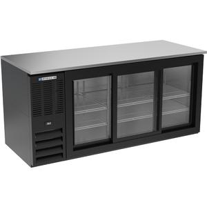 Beverage Air 72" Three-Section Black Glass Slide Door Back Bar Cooler - BB72HC-F-GS-B