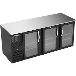 beverage-air 79in Three Glass Door Black Refrigerated Back Bar Cooler - BB78HC-FG-B 