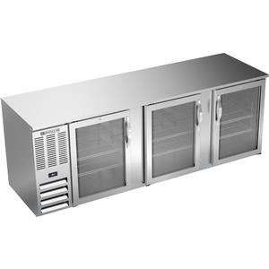 beverage-air 95in Stainless Steel 3 Glass Door Refrgerated Back Bar Cooler - BB94HC-FG-S 
