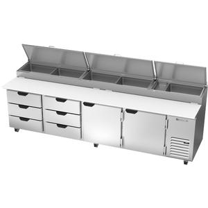 Beverage Air 119"Four-Section Refrigerated Pizza Prep Table - DPD119HC-6T