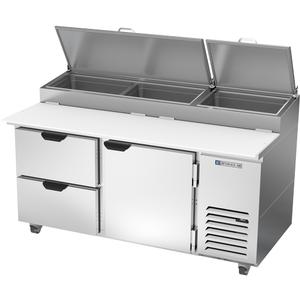 beverage-air 67in Two Drawer Refrigerated Pizza Top with 1 Door - DPD67HC-2 