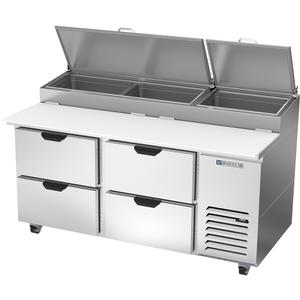 Beverage Air 67" Two-Section 4 Drawer Refrigerated Pizza Table - DPD67HC-4