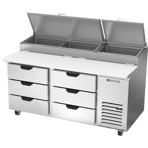 Beverage Air 67" Two-Section 6 Drawer Refrigerated Pizza Table - DPD67HC-6