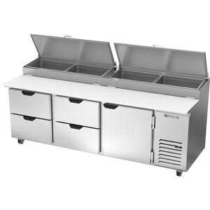 Beverage Air 93" Three-Section 4 Drawer Refrigerated Pizza Table - DPD93HC-4