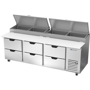 Beverage Air 93" Three-Section 6 Drawer Refrigerated Pizza Prep Table - DPD93HC-6