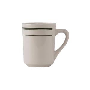 Tuxton China Inc Green Bay 8oz Amr White/Eggshell with Green Band Tiara Mug - TGB-017 