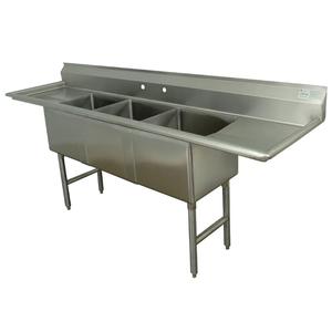 Peach Foodservice PE-3C-181812-18LR 3 Compartment Sink w/ 18" Double Drainboards