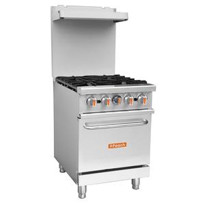 Peach Foodservice PRR-4B 24" Gas 4 Burner Range w/ Standard Oven - 150k BTU
