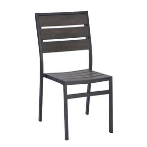H&D Commercial Seating 7046S Aluminum Patio Chair w/ Black Frame & Poly Wood Seat & Back